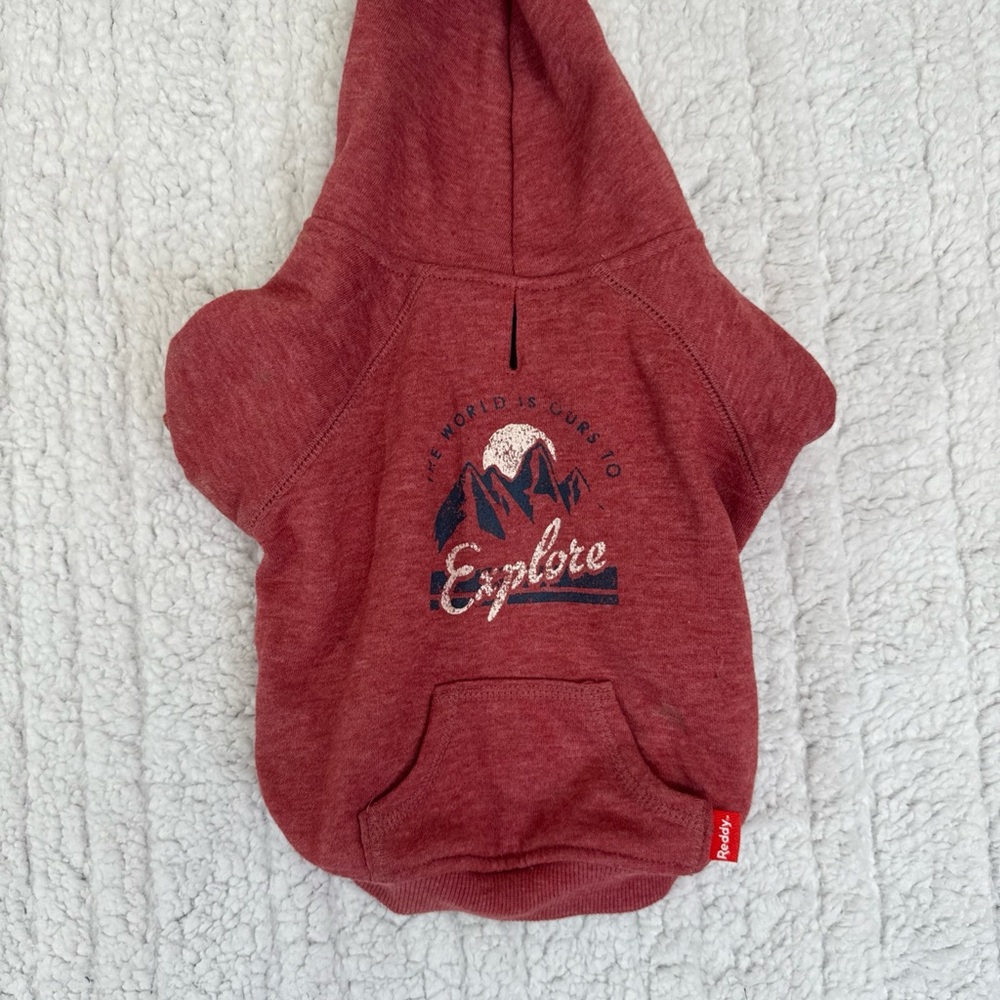 Red Dog Hoodie with Explore Design